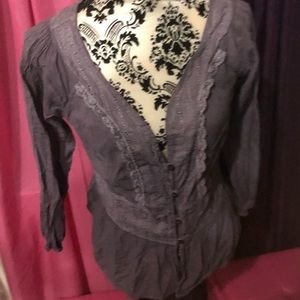Purple Linen Bell Button Up Shirt